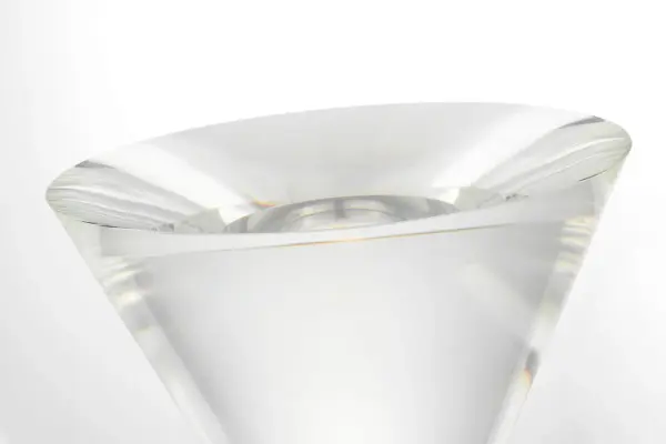 The Beryl 15" Inverted Table Lamp redefines traditional lamp design with its reverse taper crystal form that widens from base to top. Integrated LED illumination and a sleek brass base create a sophisticated focal point. - alternate view