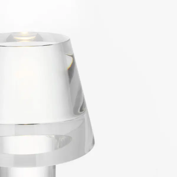 The Beryl combines architectural sophistication with luminous warmth through its tapered crystal body and warm brass base. Integrated 2700K LED provides welcoming ambient light while the etched crystal diffuses illumination beautifully. - alternate view