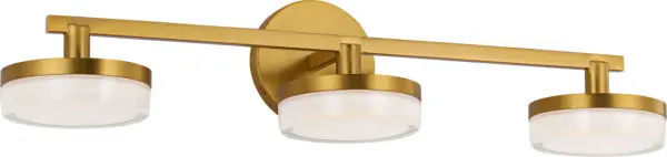 The Khan Large Vanity Sconce combines contemporary design with timeless brass finish, featuring three lights for optimal illumination. Perfect for modern bathrooms seeking both style and function. - alternate view
