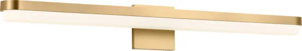 The Ismay 36-inch bath light combines timeless burnished brass with clean lines for versatile bathroom lighting. Its generous width provides excellent illumination for double vanities while adding refined style.