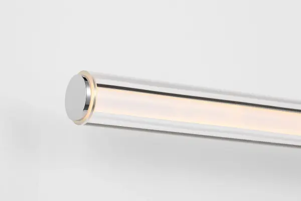 The Reiya Round 36" Vanity delivers sophisticated illumination for grand bathroom spaces. Its layered glass diffuser and round backplate create a cohesive architectural statement, while LED technology ensures consistent, softened light. - alternate view