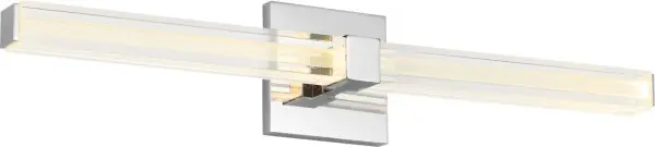 The Reiya Square 24" Vanity combines architectural geometry with practical flexibility. Its layered glass construction—clear outer tube with etched inner diffuser—delivers refined, even illumination perfect for grooming tasks.