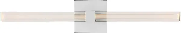 The Reiya Square 24" Vanity combines architectural geometry with practical flexibility. Its layered glass construction—clear outer tube with etched inner diffuser—delivers refined, even illumination perfect for grooming tasks. - alternate view