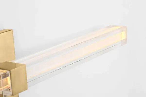 The Reiya Square 24" Vanity combines modern geometry with practical flexibility. Its layered glass construction and square backplate deliver refined illumination, while dual mounting orientation adapts to any bathroom layout. - alternate view