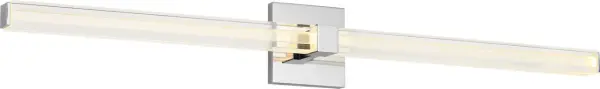 The Reiya Square 36" Vanity delivers expansive, even illumination with a refined architectural presence. Its layered glass diffuser and square backplate create visual balance, while versatile mounting options suit large-scale bath environments.