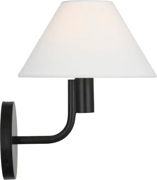 The Colfax Small Sconce delivers traditional elegance in a compact form. Its aged iron finish adds character and warmth, making it ideal for hallways, bathrooms, and intimate spaces where refined lighting is needed. - alternate view