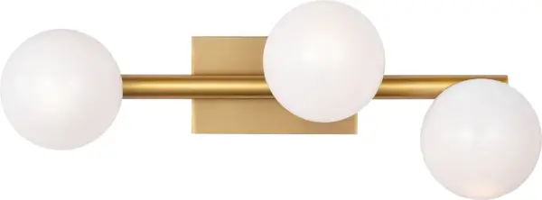 The Altair Small Sconce combines contemporary design with timeless brass warmth. Its compact profile makes it ideal for smaller spaces while delivering sophisticated ambient lighting through a glass globe shade. - alternate view