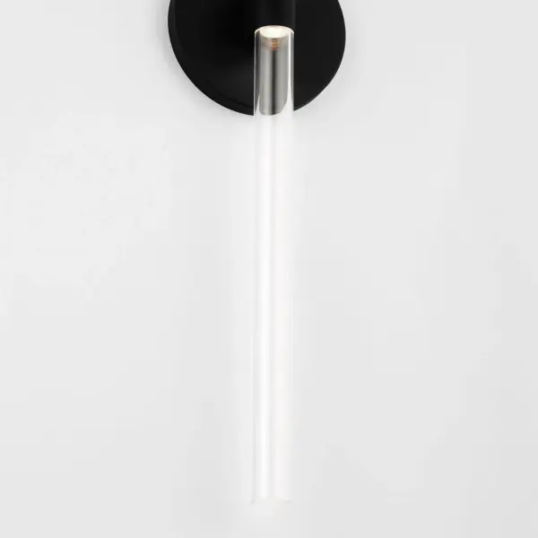 The Silas 24" Sconce delivers clean, contemporary lighting with its elongated profile and sophisticated Midnight Black finish. Perfect for modern bathrooms, hallways, and bedrooms seeking streamlined illumination. - alternate view
