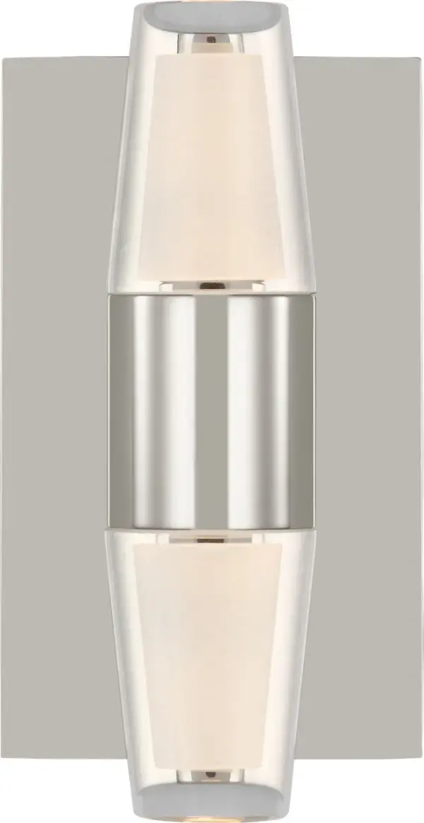 The Lassell Single Short Sconce combines minimalist design with luxe materials. Featuring laser-etched crystal tubes and polished nickel hardware, it delivers refined illumination perfect for modern interiors.