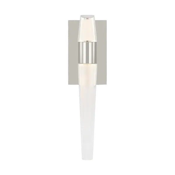 The Lassell sconce combines delicate brass arms with laser-etched crystal tubes for a stunning minimalist statement. Its oversized scale and blown glass elements make it ideal for contemporary spaces seeking a sophisticated focal point.