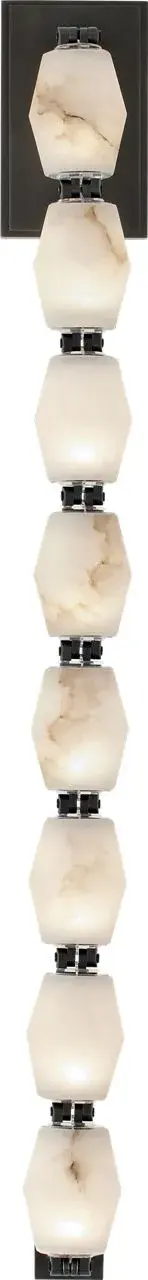 The Collier sconce makes a bold statement with its impressive 28-inch height and natural alabaster shade. The warm bronze finish complements the translucent stone beautifully, creating sophisticated ambient lighting for larger spaces. - alternate view