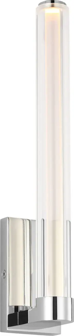 The Reiya Round 13" Sconce combines disciplined geometry with practical versatility. Its dual-layer glass design—clear outer tube with etched inner diffuser—delivers balanced LED illumination perfect for smaller bath spaces or mirror accents.