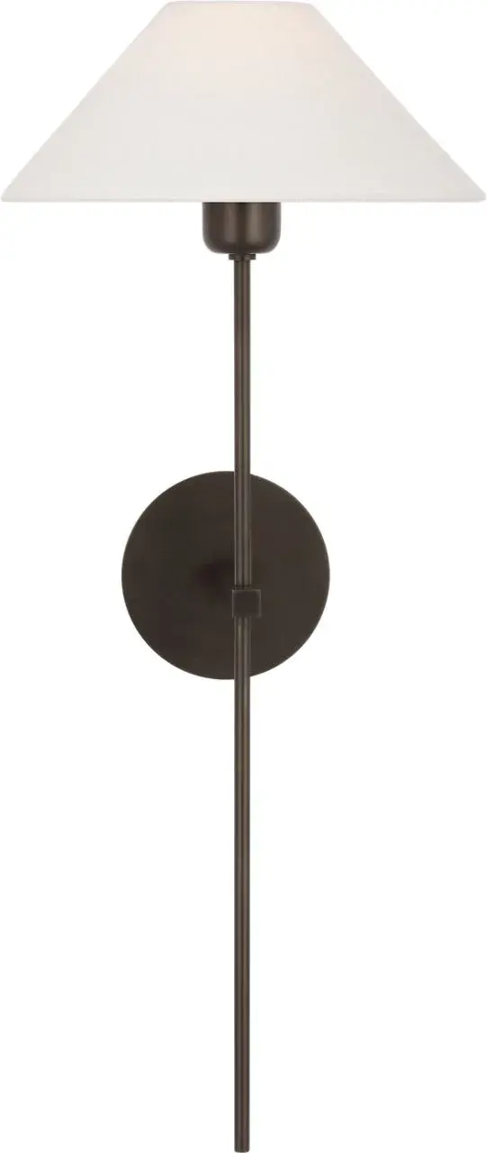 Hackney 25" Tail Sconce in Bronze with Linen Shade - Image 1