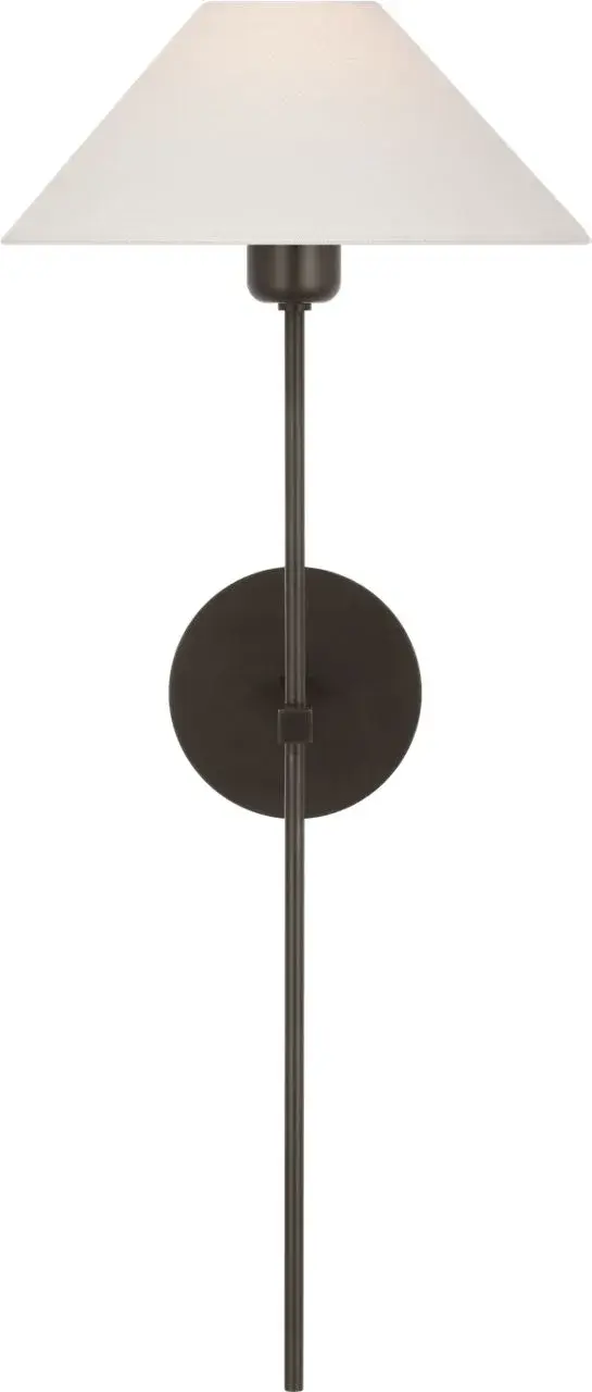 Hackney 25" Tail Sconce in Bronze with Linen Shade - Image 2
