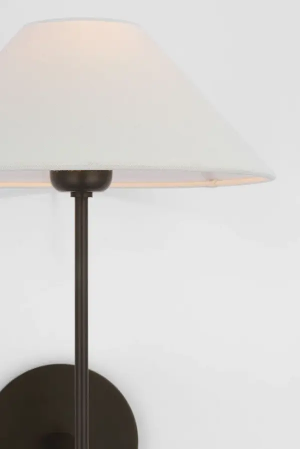 Hackney 25" Tail Sconce in Bronze with Linen Shade - Image 4