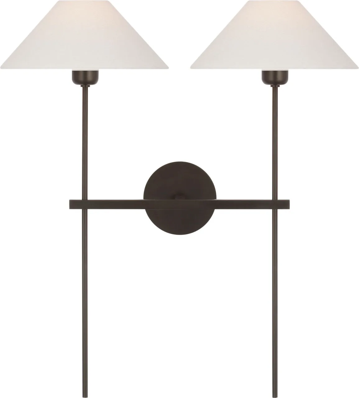 Hackney 25" Double Tail Sconce in Bronze with Linen Shades