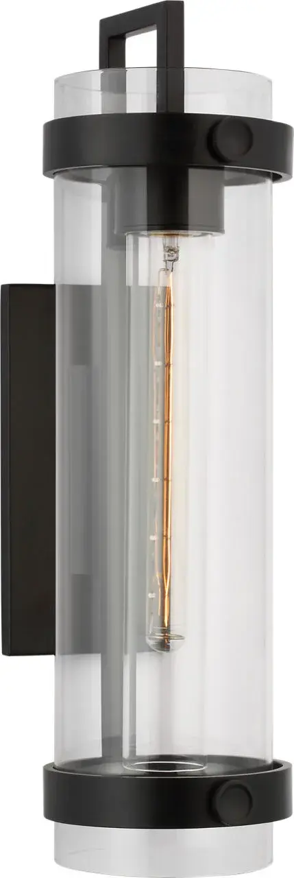 Kears Medium Bracketed Wall Light in Aged Iron with Clear Glass - Image 1