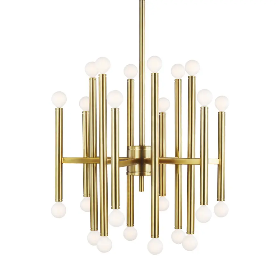 Beckham Modern 24-Light Chandelier in Burnished Brass