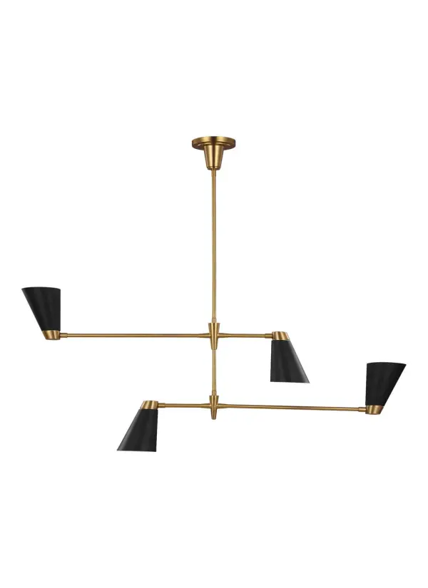 Signoret Four Light Chandelier in Burnished Brass