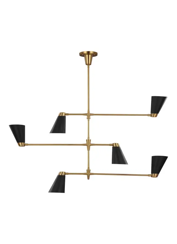 Signoret Six Light Chandelier in Burnished Brass