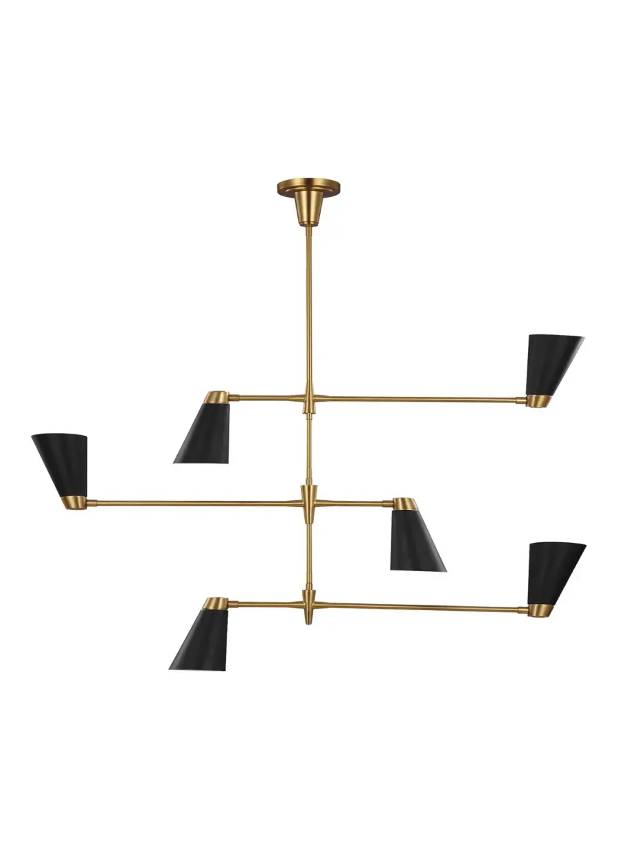 Signoret Six Light Chandelier in Burnished Brass