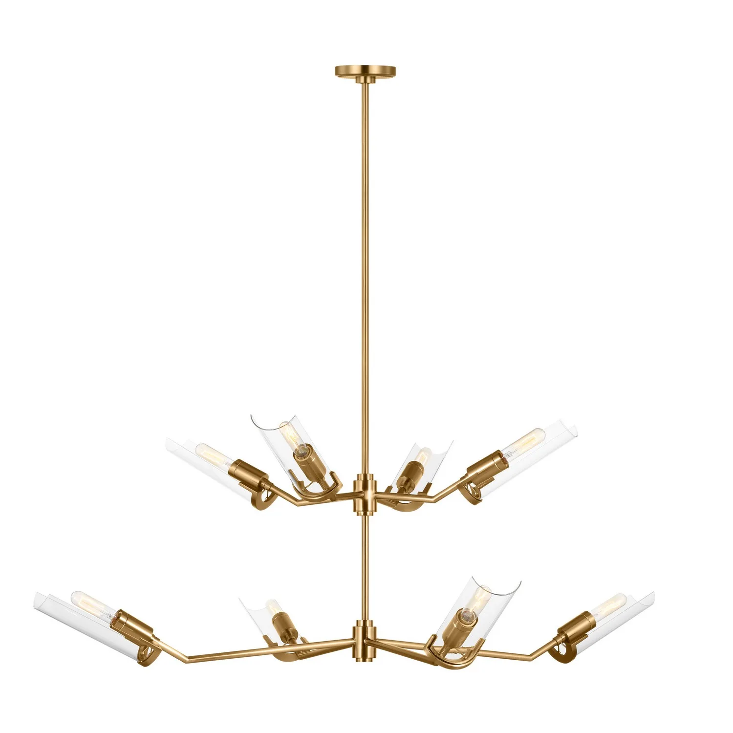 Mezzo Eight Light Chandelier in Burnished Brass