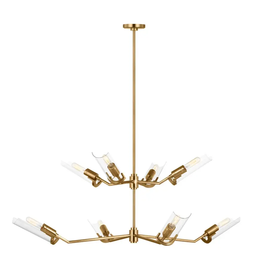 Mezzo Eight Light Chandelier in Burnished Brass
