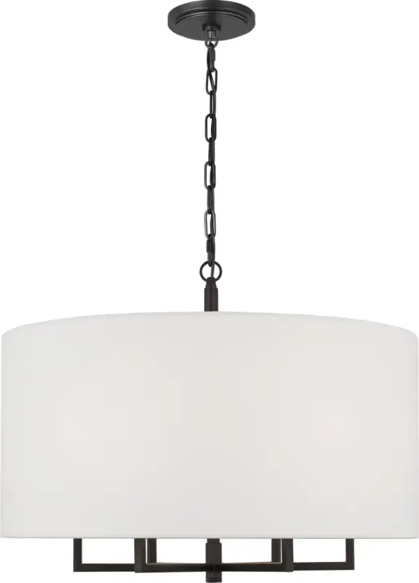 The Danica Large Hanging Shade combines industrial charm with refined sophistication through its aged iron finish. Perfect for making a statement over dining tables or kitchen islands, this fixture offers substantial presence without overwhelming the space. - alternate view
