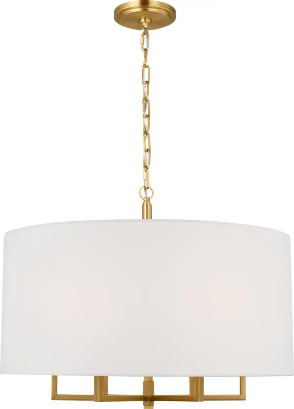 The Danica Large Hanging Shade combines timeless brass craftsmanship with contemporary proportions. Its burnished brass finish adds warmth and elegance, making it versatile for both traditional and modern interiors. - alternate view