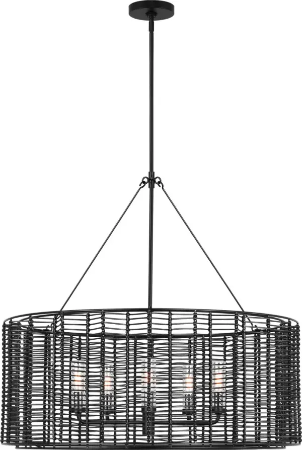 The Winslow Large Hanging Shade delivers dramatic outdoor lighting with its substantial size and sophisticated Midnight Black finish. Perfect for covered porches and entryways requiring statement illumination. - alternate view