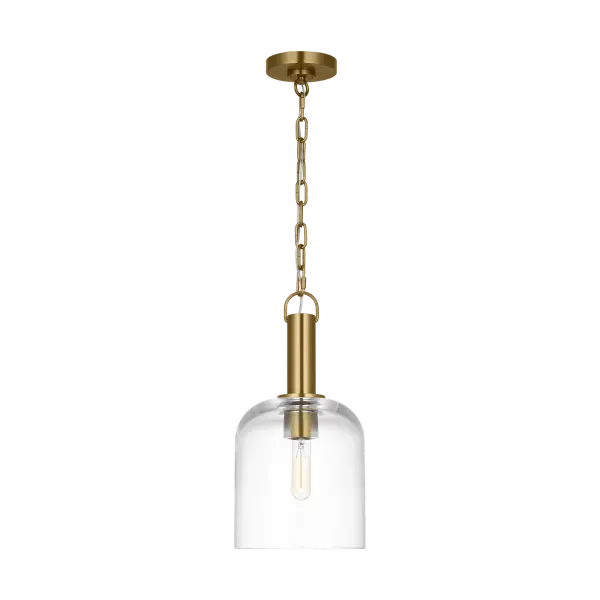 The Hartley Medium Pendant combines timeless design with contemporary appeal. Its burnished brass finish adds warmth and sophistication to any space, making it ideal for kitchen islands, dining areas, and entryways.