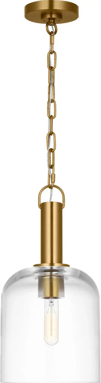 The Hartley Medium Pendant combines timeless design with contemporary appeal. Its burnished brass finish adds warmth and sophistication to any space, making it ideal for kitchen islands, dining areas, and entryways. - alternate view