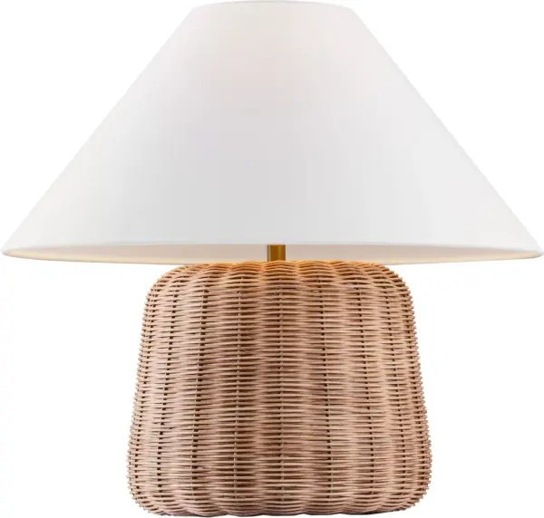 Dumar Medium Table Lamp in Blonde Rattan - Image 3