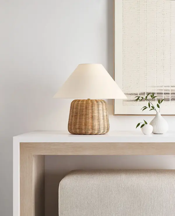 Dumar Medium Table Lamp in Blonde Rattan - Image 5