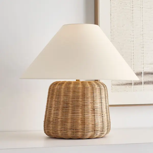 Dumar Medium Table Lamp in Blonde Rattan - Image 8