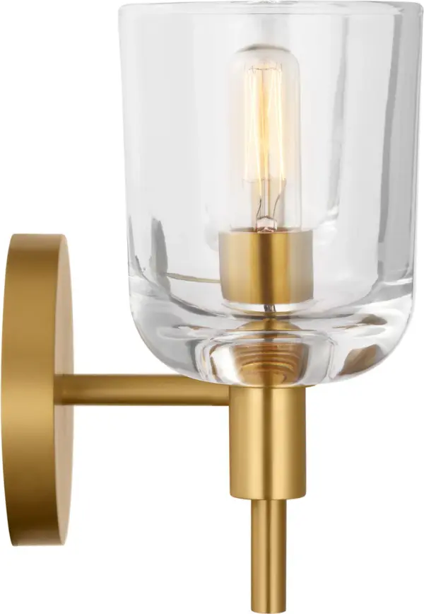 The Hartley 2-Light Vanity combines classic design with contemporary appeal through its burnished brass finish and clean lines. Perfect for bathroom vanities, this fixture provides balanced illumination while adding warmth and sophistication to any space. - alternate view