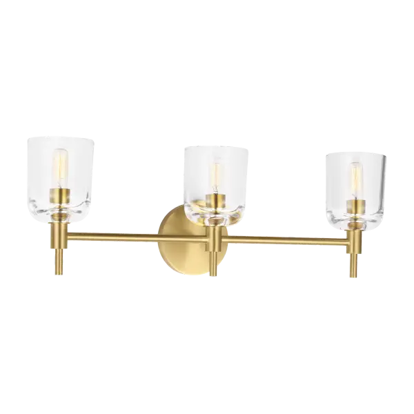 The Hartley 3-Light Vanity combines classic design with contemporary appeal. Its burnished brass finish adds warmth and sophistication to bathroom spaces, while the three-light configuration provides excellent illumination.
