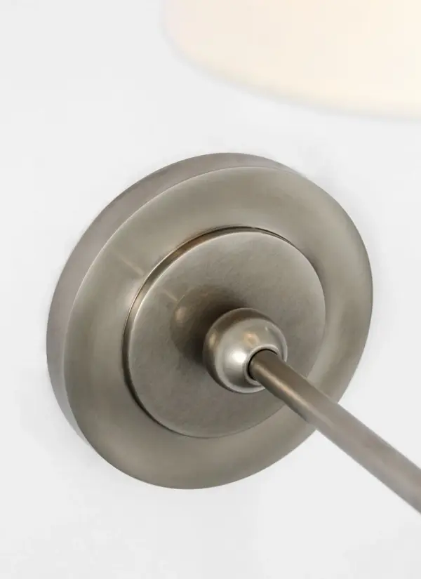 Bryant 15" Cordless Sconce in Antique Nickel with Linen Shade - Image 3