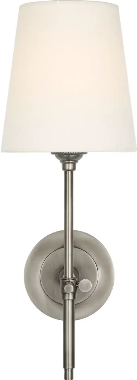 Bryant 15" Cordless Sconce in Antique Nickel with Linen Shade - Image 4
