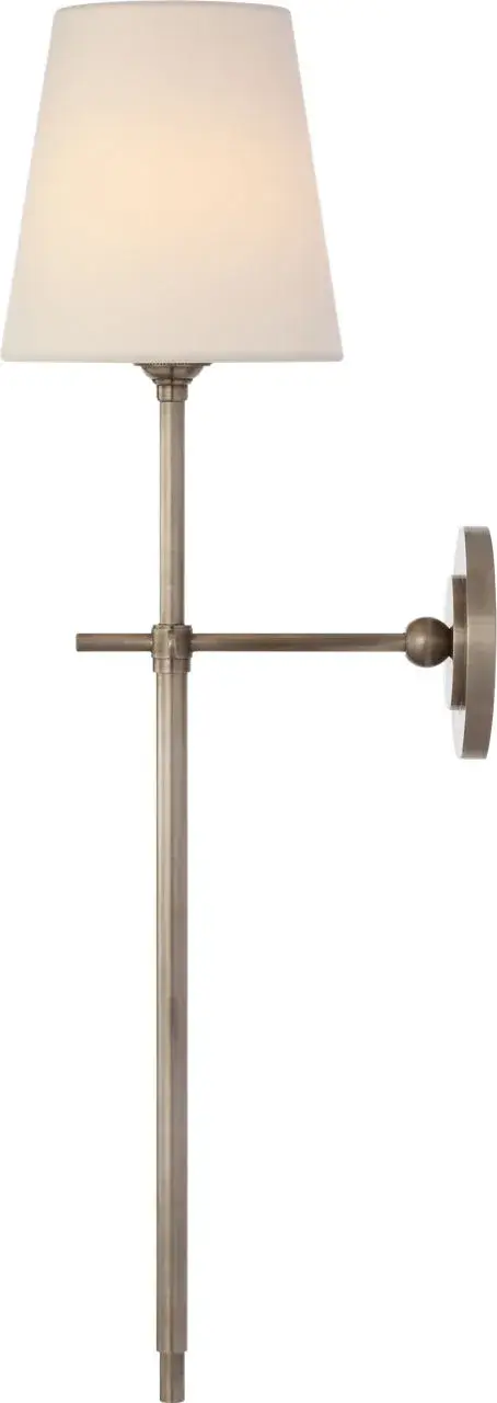 Bryant 27" Cordless Tail Sconce in Antique Nickel with Linen Shade - Image 2
