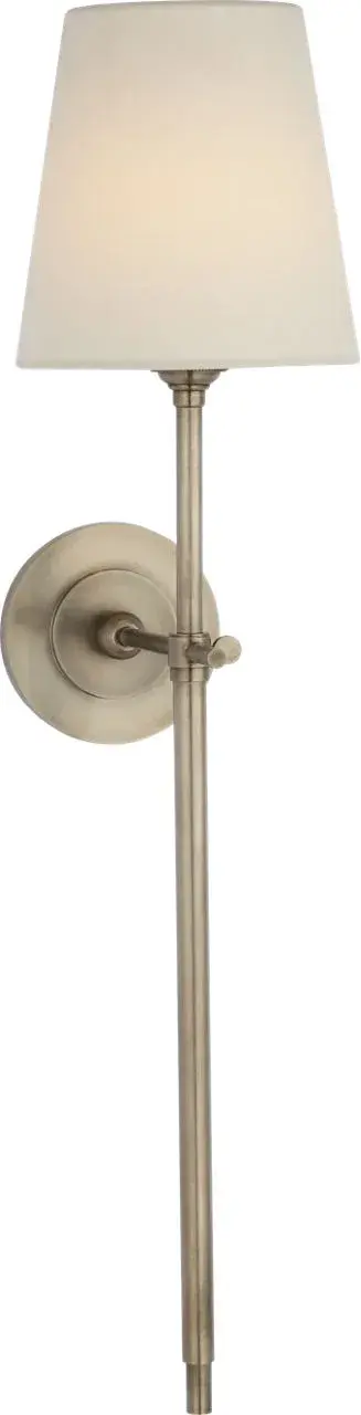 Bryant 27" Cordless Tail Sconce in Antique Nickel with Linen Shade - Image 4