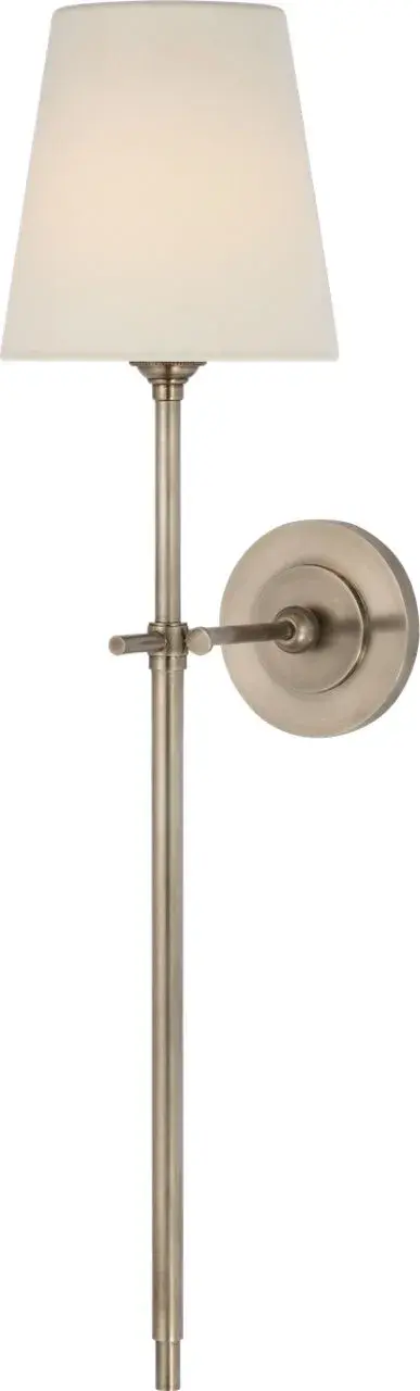 Bryant 27" Cordless Tail Sconce in Antique Nickel with Linen Shade - Image 5