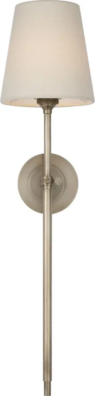 Bryant 27" Cordless Tail Sconce in Antique Nickel with Linen Shade - Image 6