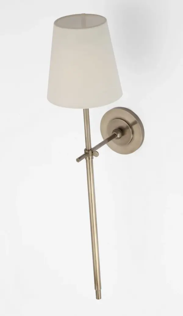 Bryant 27" Cordless Tail Sconce in Antique Nickel with Linen Shade - Image 8
