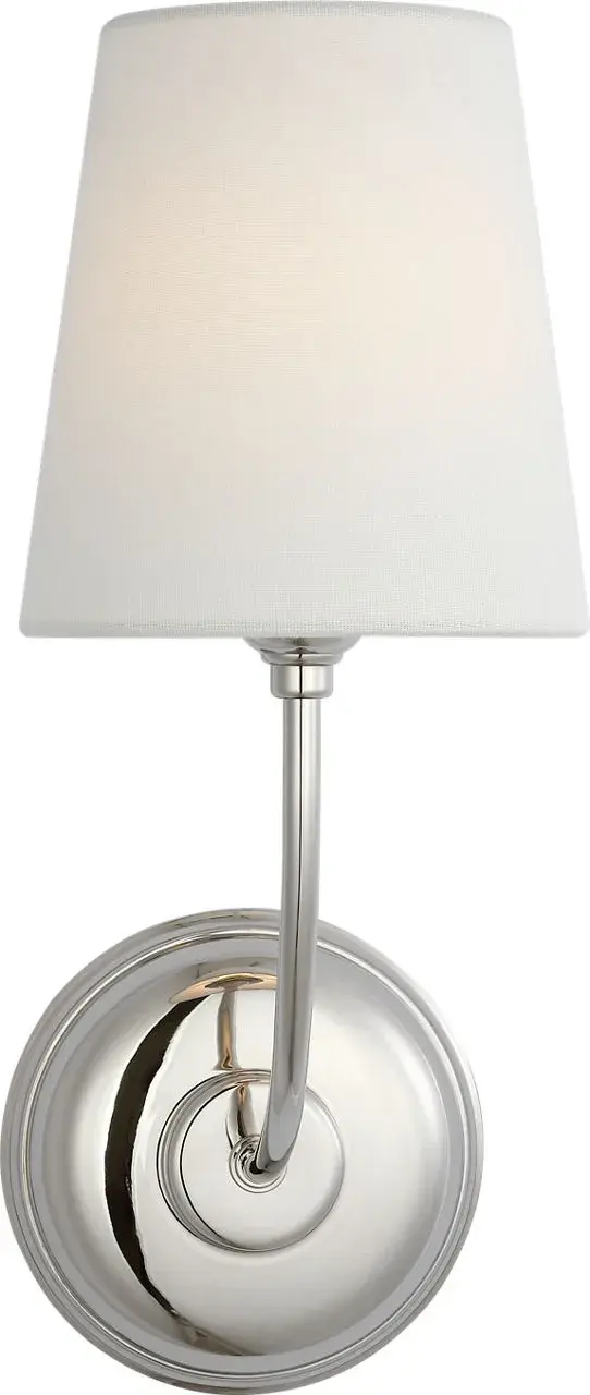 Vendome 16" Cordless Single Sconce in Polished Nickel with Linen Shade - Image 2