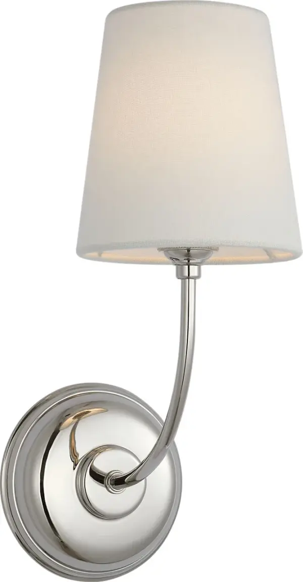 Vendome 16" Cordless Single Sconce in Polished Nickel with Linen Shade - Image 3