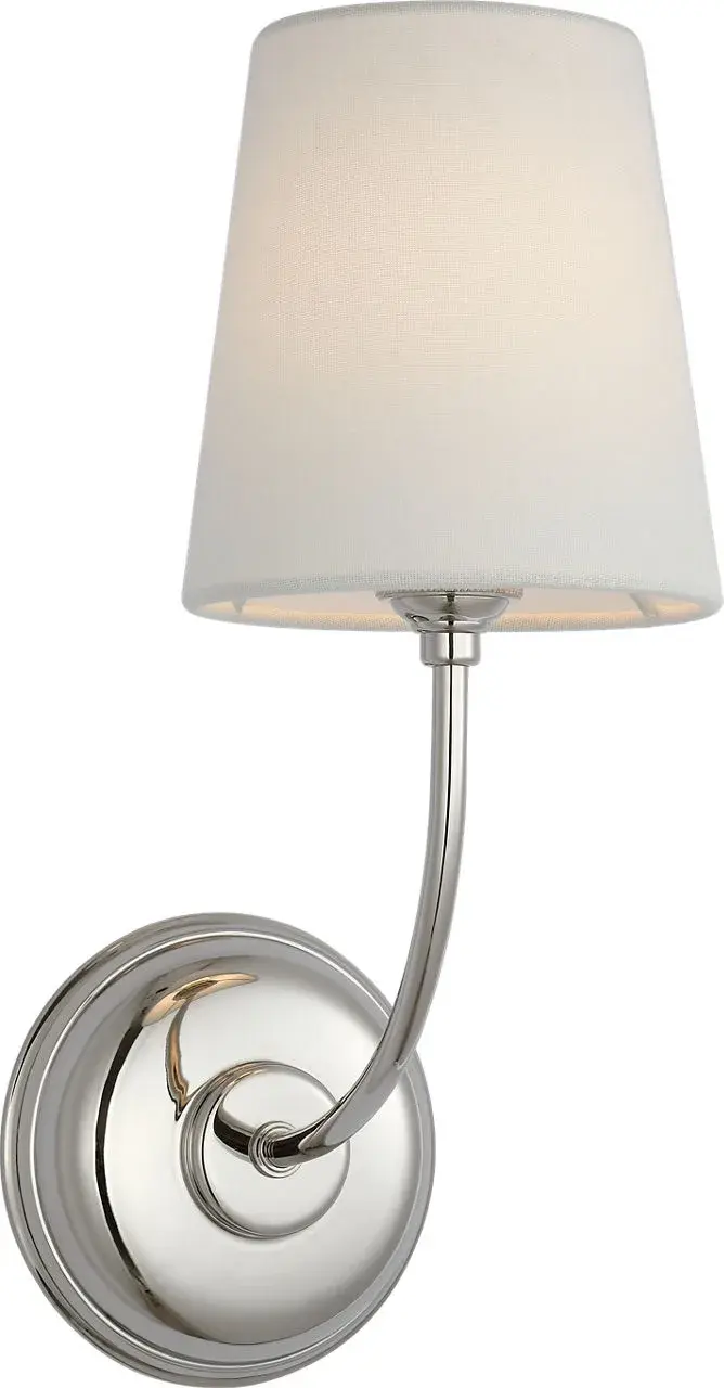 Vendome 16" Cordless Single Sconce in Polished Nickel with Linen Shade - Image 3