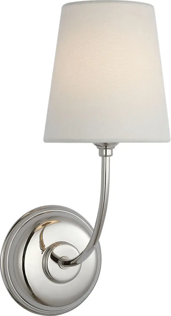 Vendome 16" Cordless Single Sconce in Polished Nickel with Linen Shade - Image 4