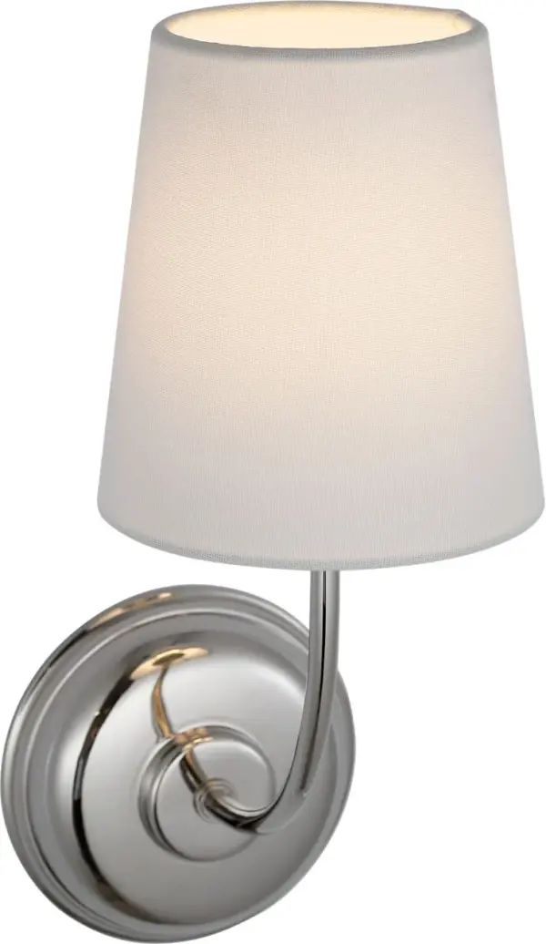 Vendome 16" Cordless Single Sconce in Polished Nickel with Linen Shade - Image 5