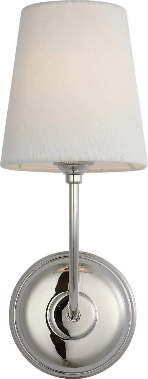 Vendome 16" Cordless Single Sconce in Polished Nickel with Linen Shade - Image 6
